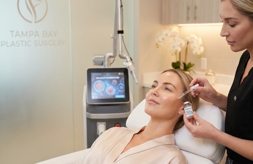 Patient receiving laser skin treatment